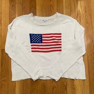 Z Supply Cream Sweater with Flag Design